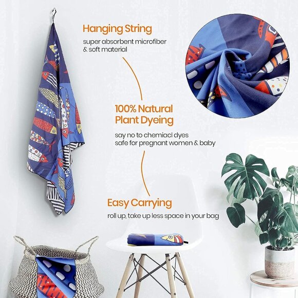 New Beach Towel Microfiber Beach Towel, 72.9" x 34.7" - Picture 3 of 8